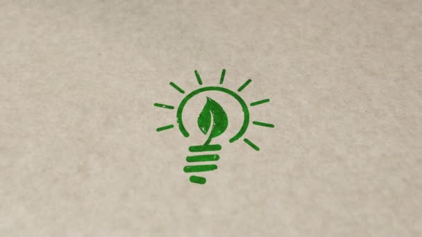 环保意念邮票和手印影响动画 绿色能源与可持续工业和技术3D概念 — 图库视频影像