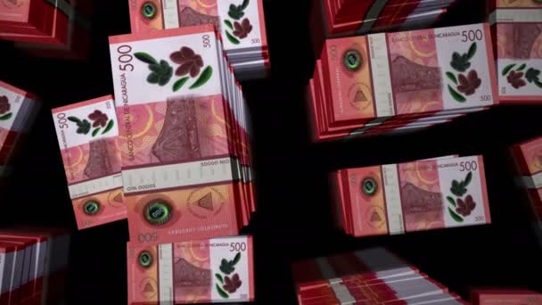 Nicaragua Geld Nicaraguanische Cordobas Scheine Packungen Schleife Flug Über 500 — Stockvideo