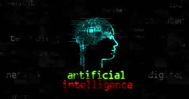 Inteligência Artificial Redes Neurais Símbolo Tecnologia Loop Conceito Sinal Abstrato — Vídeo de Stock