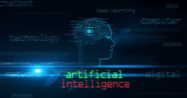 Intelligenza Artificiale Reti Neurali Simbolo Tecnologia Loop Concept Segno Astratto — Video Stock