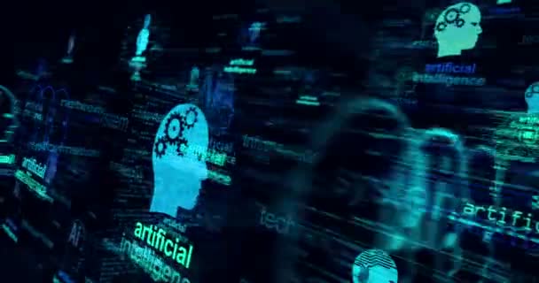 Inteligencia Artificial Redes Neuronales Símbolo Tecnología Lazo Concepto Signo Abstracto — Vídeo de stock