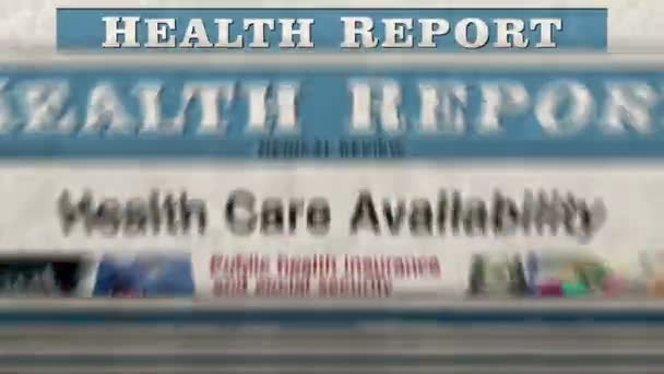 Ketersediaan Layanan Kesehatan Dan Pencetakan Surat Kabar Harian Asuransi Publik — Stok Video