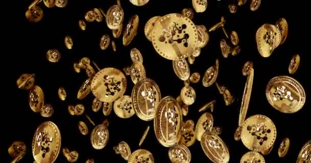 Ypredict Ypred Cryptocurrency Isolated Gold Coin Rain Background Rotating Golden — Stock Video