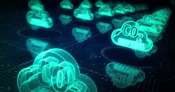 이산화탄소 친화적 사이버 개념을 디지털 컴퓨터 애니메이션 — 비디오