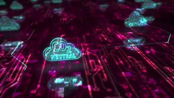 이산화탄소 친화적 사이버 개념을 디지털 컴퓨터 애니메이션 — 비디오