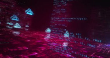 Karbondioksit nötr emisyon sıfır ve çevre dostu sembol soyut siber konsept. Dijital teknoloji arka planı pürüzsüz ve döngüsel dinamik 3D animasyon.