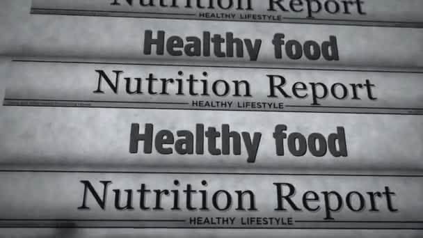Healthy Food Natural Diet Vintage News Newspaper Printing Abstract Concept — Stock Video
