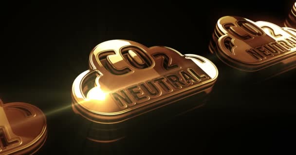 Co2 Neutrale Dekarbonisierung Null Emission Und Umweltfreundliche Goldene Metallglanz Symbol — Stockvideo