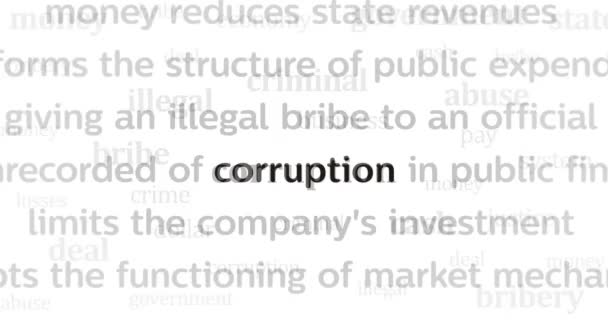 Soborno Corrupción Noticias Payola Los Medios Internacionales Concepto Abstracto Títulos — Vídeo de stock