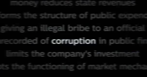 Corrupção Suborno Payola Manchete Notícias Através Mídia Internacional Conceito Abstrato — Vídeo de Stock