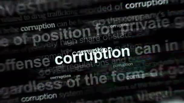 Corrupção Suborno Payola Manchete Notícias Através Mídia Internacional Conceito Títulos — Vídeo de Stock