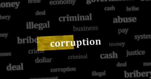 Corruptie Omkoping Payola Nieuws Titels Internationale Web Media Zoeken Abstract — Stockvideo