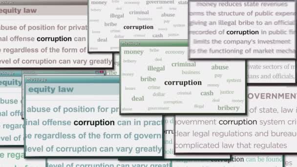 Korrupciós Vesztegetés Kenőpénz Jelenik Meg Képernyőn Absztrakt Koncepció Hírcímekről Médiában — Stock videók