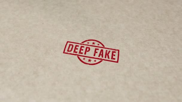 Profundo Falso Hoax Selo Mão Carimbar Animação Impacto Fake News — Vídeo de Stock