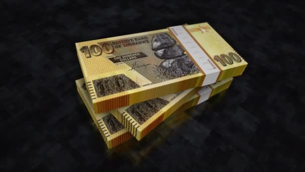 Zimbabwen Rahat Zimbabwen Dollaria Kasa Pack Talouden Pankkitoiminnan Liiketoiminnan Kriisin — kuvapankkivideo