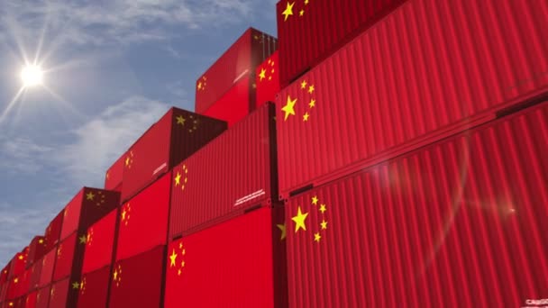 Chiny Eksportu Produkcji Importu Kontenerów Towarowych Rzędzie Bez Szwu Pętli — Wideo stockowe