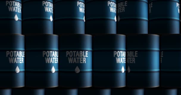 Potable Water Drinking H2O Barrels Concept Fresh Clean Aqua Drink — Stock Video