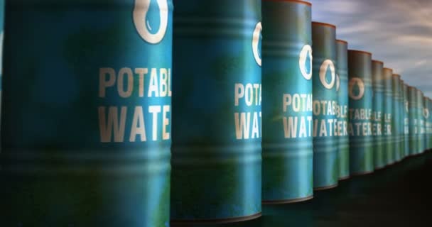 Agua Potable Bebiendo Concepto Barriles H2O Agua Limpia Fresca Para — Vídeo de stock