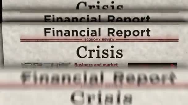 Economie Crise Affaires Vintage Nouvelles Impression Journaux Concept Abstrait Rétro — Video