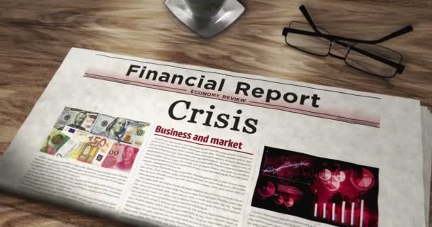 Krisis Ekonomi Dan Bisnis Koran Harian Atas Meja Berita Utama — Stok Video