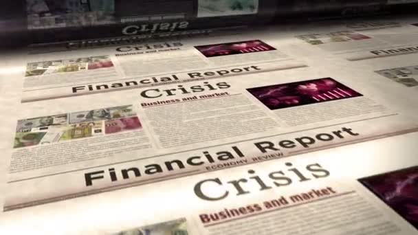 Válság Gazdaság Üzleti Napi Hírek Újság Roll Nyomtatás Absztrakt Koncepció — Stock videók