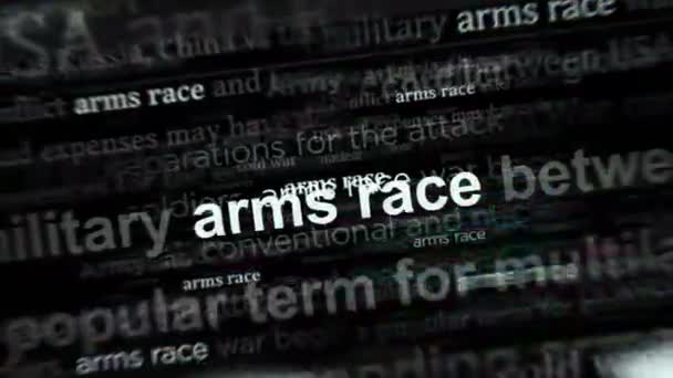 Závody Zbrojení Vojenské Výzbroje Jsou Rozporu Titulky Mezinárodních Médií Koncept — Stock video