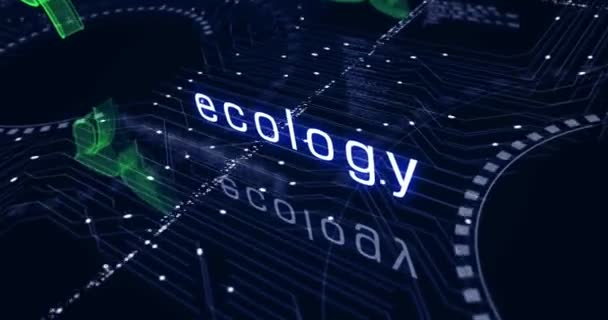 Tecnología Ecológica Neutra Carbono Con Concepto Cibernético Abstracto Símbolo Hoja — Vídeos de Stock