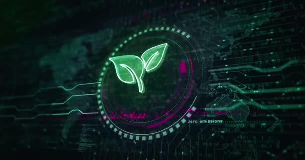 생태학 추상적인 디지털 개념과 친환경 글로벌 네트워크 사이버 원활하고 애니메이션 — 비디오