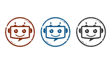 Chatbot ai bot sembolleri birkaç renkli versiyonda. Yapay Zeka Desteği Robot Sembolü 3 boyutlu resimleme.