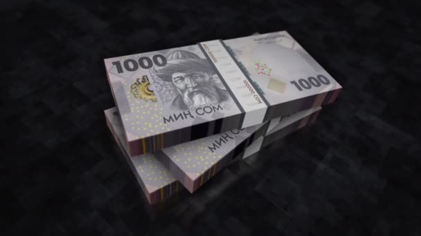 Quirguizistão Dinheiro Quirguizistão Somas Pilha Concepção Fundo Economia Banca Negócios — Vídeo de Stock