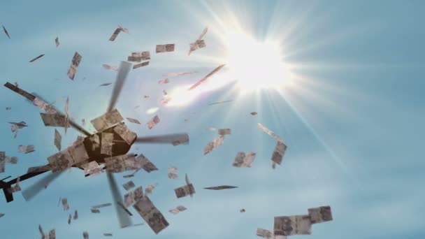 Kırgızistan Parası Kırgızistan Helikopterden Para Iniyor Kgs 1000 Notaları Soyut — Stok video