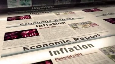 Enflasyon ekonomisi kriz fiyatları günlük gazete rulosu basımını artırır. Soyut konsept retro başlıklar 3d kusursuz döngülenmiş.