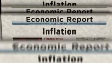 Enflasyon ekonomisi kriz fiyatları eski haberleri ve gazete basımını artırır. Soyut konsept retro başlıklar 3d.