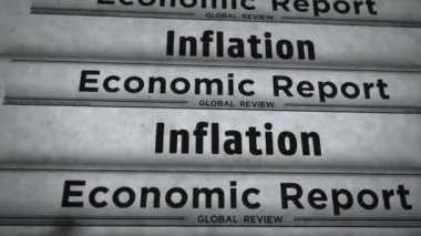 Enflasyon ekonomisi kriz fiyatları eski haberleri ve gazete basımını artırır. Soyut konsept retro başlıklar 3d siyah ve beyaz.