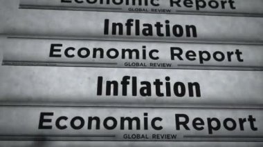 Enflasyon ekonomisi kriz fiyatları eski haberleri ve gazete basımını artırır. Soyut konsept retro başlıklar 3d siyah ve beyaz.