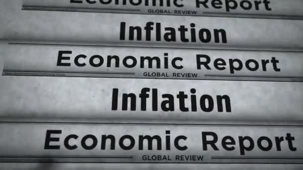Krizové Ceny Inflační Ekonomiky Zvyšují Objem Archivních Zpráv Tisku Novin — Stock video