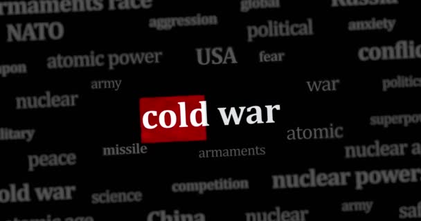 Koude Oorlog Wapenwedloop Nieuws Titels Internationale Web Media Zoeken Abstract — Stockvideo