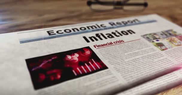Los Precios Crisis Economía Inflación Aumentan Periódico Diario Sobre Mesa — Vídeo de stock