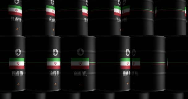 Нефтяной Бизнес Ирана Бочки Добычи Топлива Ряд Плавная Петельная Концепция — стоковое видео