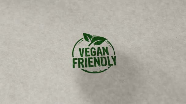 Vegan Přátelské Razítko Smyčka Bezproblémové Animace Náraz Otiskem Ruky Vegetariánské — Stock video