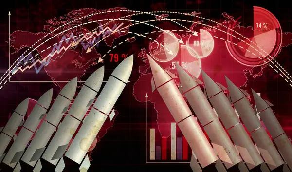 Kolde Krig Våbenkapløb Abstrakt Koncept Illustration Nato Mod Rusland Militærkonflikt Stock-foto