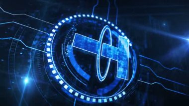 Dikey video: USDT sabit para kripto para dijital dolar sembolü dijital konsept. Ağ, siber teknoloji ve bilgisayar arkaplanı soyut 3D kusursuz ve çevrilebilir.