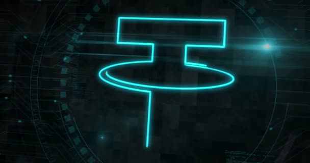 Tether Usdt Stablecoin Cryptocurrency Digital Dollar Symbol Digital Concept Tecnología — Vídeo de stock
