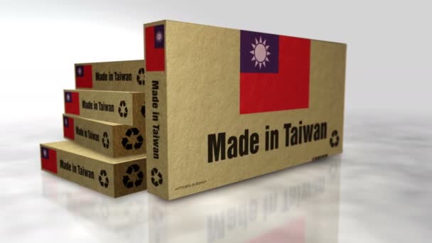 Made Taiwan Linea Produzione Scatole Produzione Consegna Fabbrica Prodotti Importazione — Video Stock