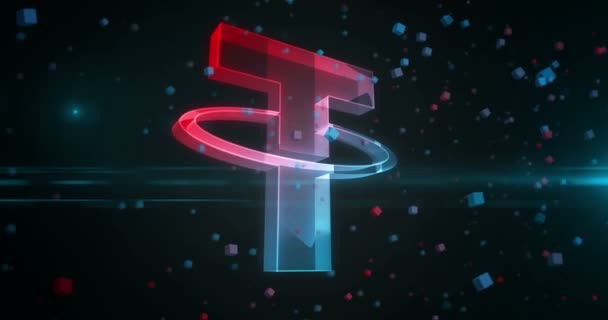 Tether Usdt Stablecoin Cryptogeld Digitale Dollar Symbool Digitaal Abstract Concept — Stockvideo