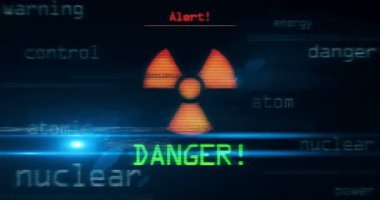 Sembol teknolojisi döngüsü kavramını uyar. Arızalı ekranlardaki soyut imza pürüzsüz ve döngülü.