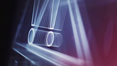 Soyut dijital konsept ünlem işaretini uyar. Küresel ağ ve siber teknoloji arkaplanı pürüzsüz ve döngülü 3D animasyon.