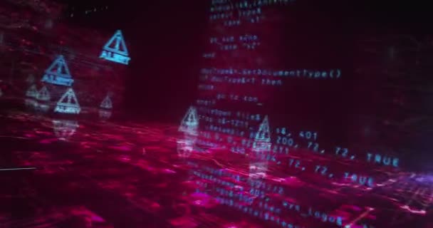 Varningsvarning Utropstecken Symbol Abstrakt Cyber Koncept Digital Teknik Bakgrund Sömlös — Stockvideo