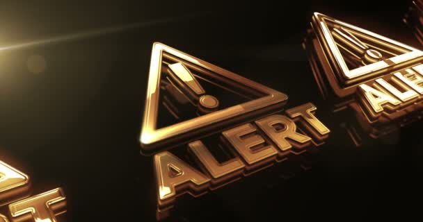 Alerta Advertencia Signo Exclamación Metal Dorado Brillo Símbolo Concepto Espectacular — Vídeo de stock