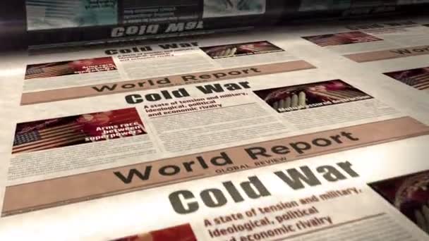 Cold War Arms Race Political Conflict Daily News Newspaper Roll — Vídeos de Stock
